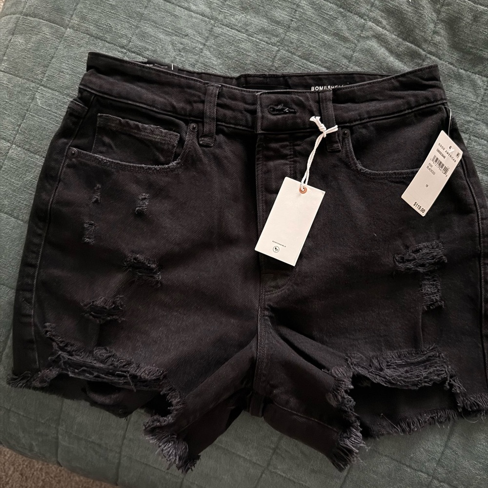 Good American Black Bombshell Jean Shorts